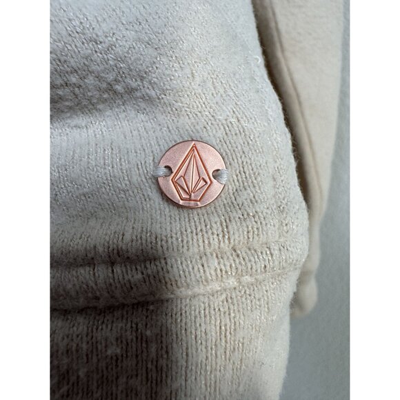 Volcom Womens XS Lived In Lounge Hoodie With Rose Gold Zipper &‎ Details Beige - Picture 2 of 7